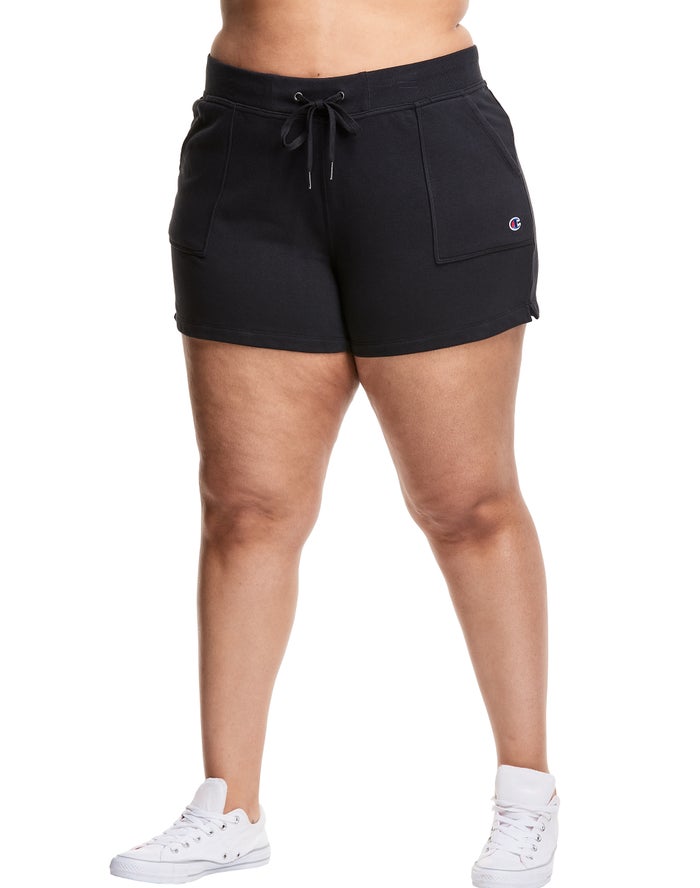Champion Plus Campus French Terry 3 Black Shorts Womens - South Africa JPGDUL072